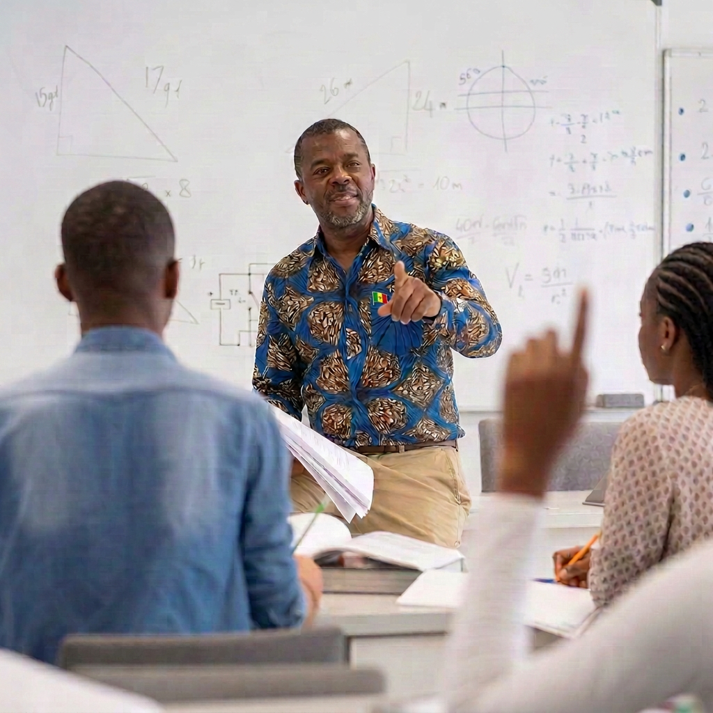 Formateur animant une séance de formation professionnelle au Sénégal